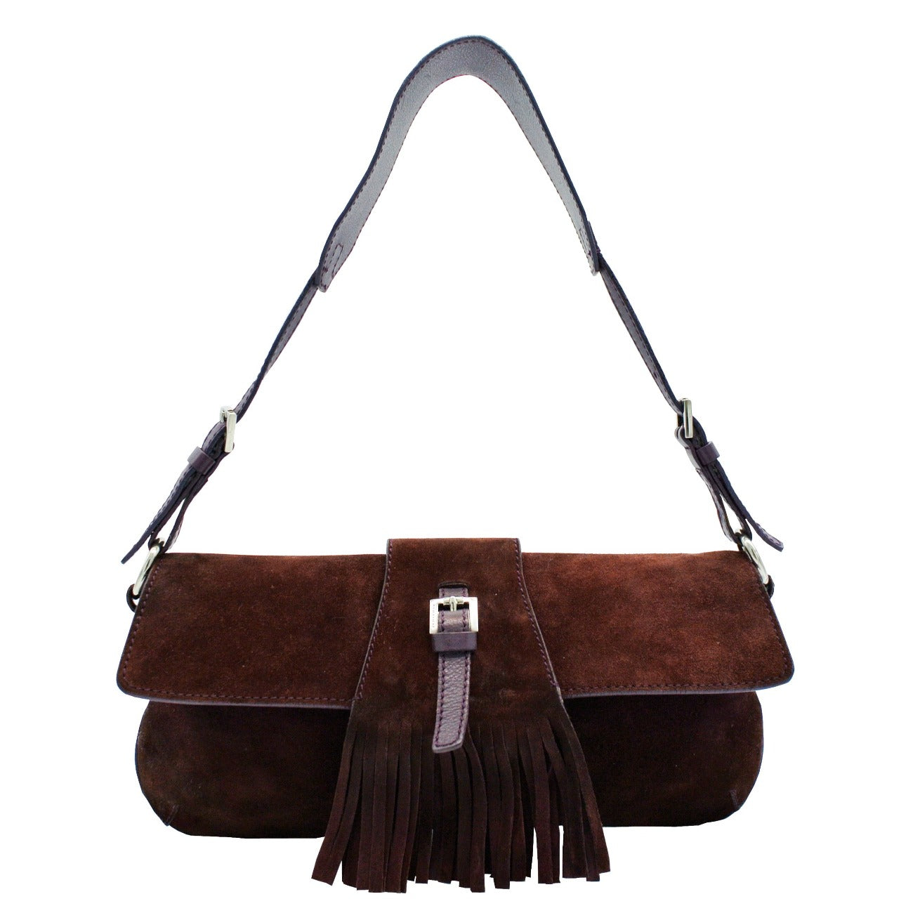 Burberry Bordeaux Suede Fringed Bag Bag Burberry