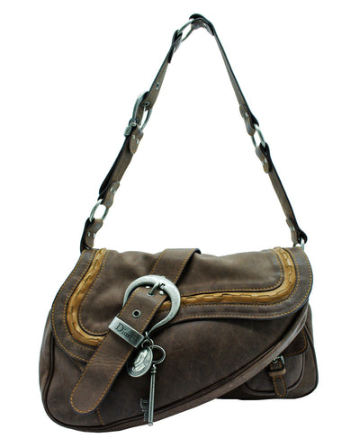 Christian Dior Brown Gaucho Double Saddle Bag