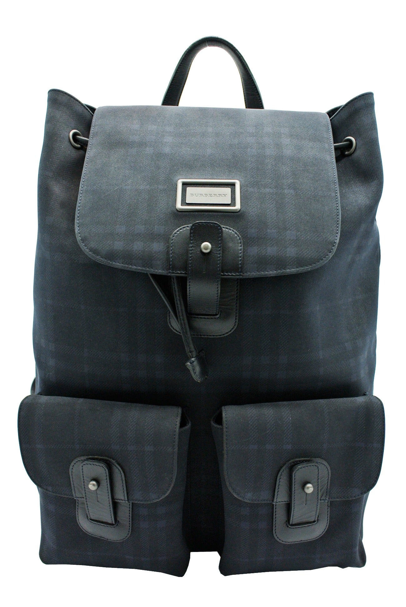 Burberry Vintage Black and Blue House Check Backpack