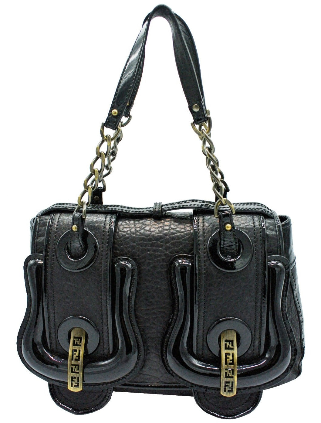 Fendi Black Grained Leather B Bag