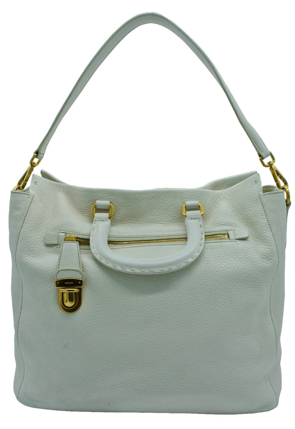 Prada Cream Cervo Deerskin Top Handle Bag Bag Prada