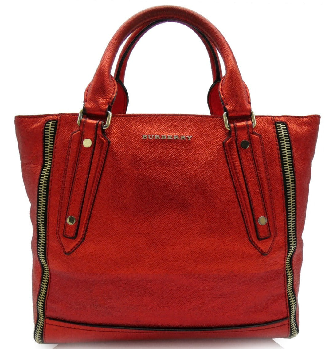 Burberry Somerford Red Metallic Satchel