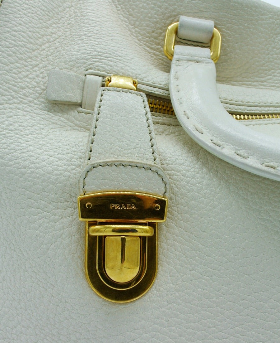 Prada Cream Cervo Deerskin Top Handle Bag Bag Prada