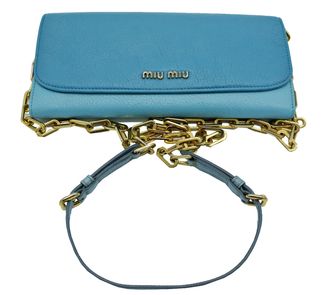 Miu Miu Blue Leather Two Way Bag/Wallet