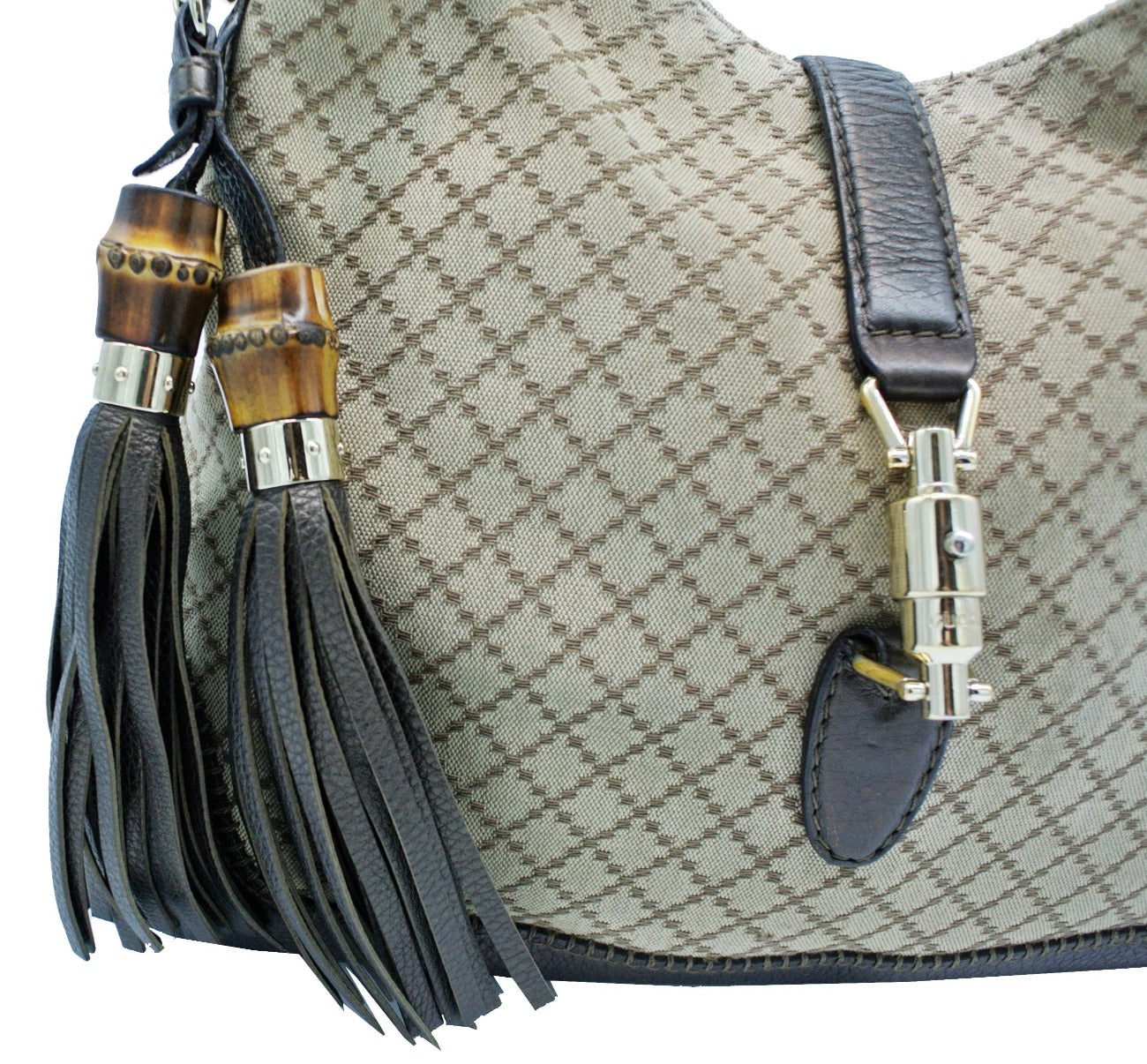 Gucci Beige with Bronze Diamante Canvas and Leather Jackie Hobo Bag Gucci