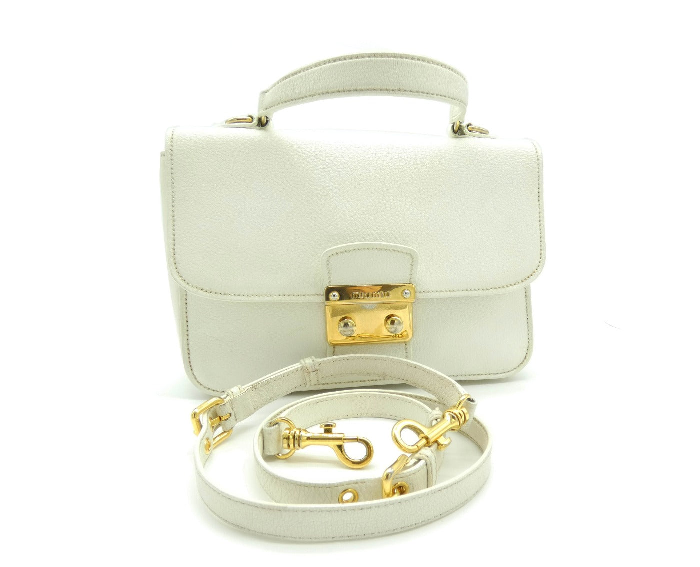 Miu Miu White Leather Madras Shoulder Bag Miu Miu