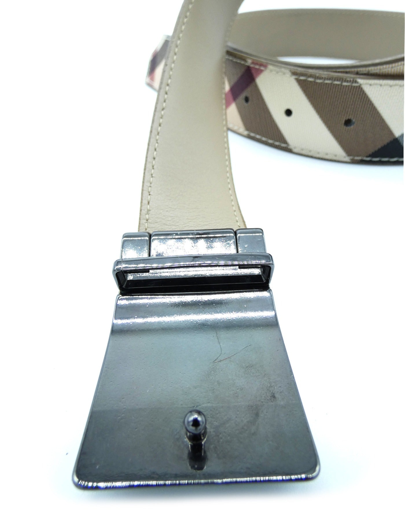 Burberry Nova Check Leather and PVC Belt Belt Burberry