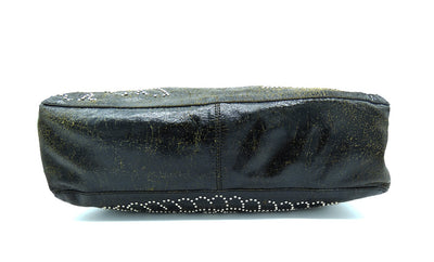 Miu Miu Dark Brown Crackled Leather Studded Tote Bag Miu Miu
