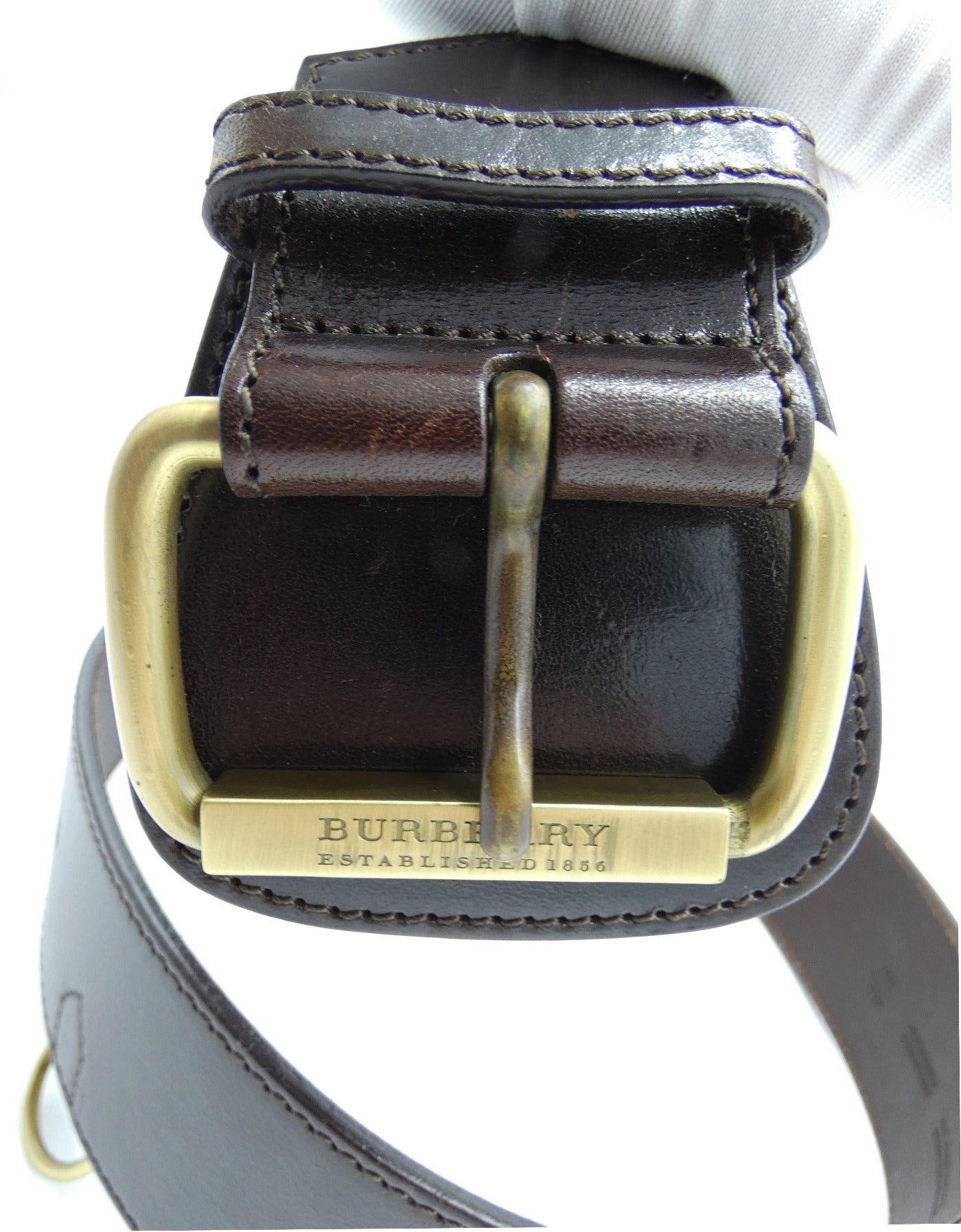 Burberry Dark Brown Wide Leather Belt