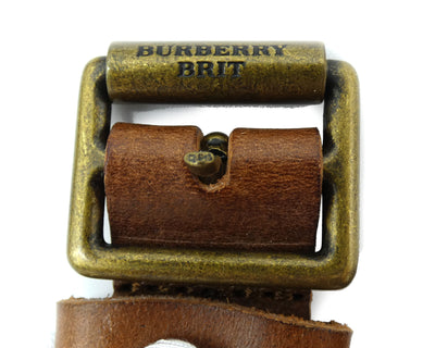 Burberry Brit Leather and White Canvas Belt Belt Burberry