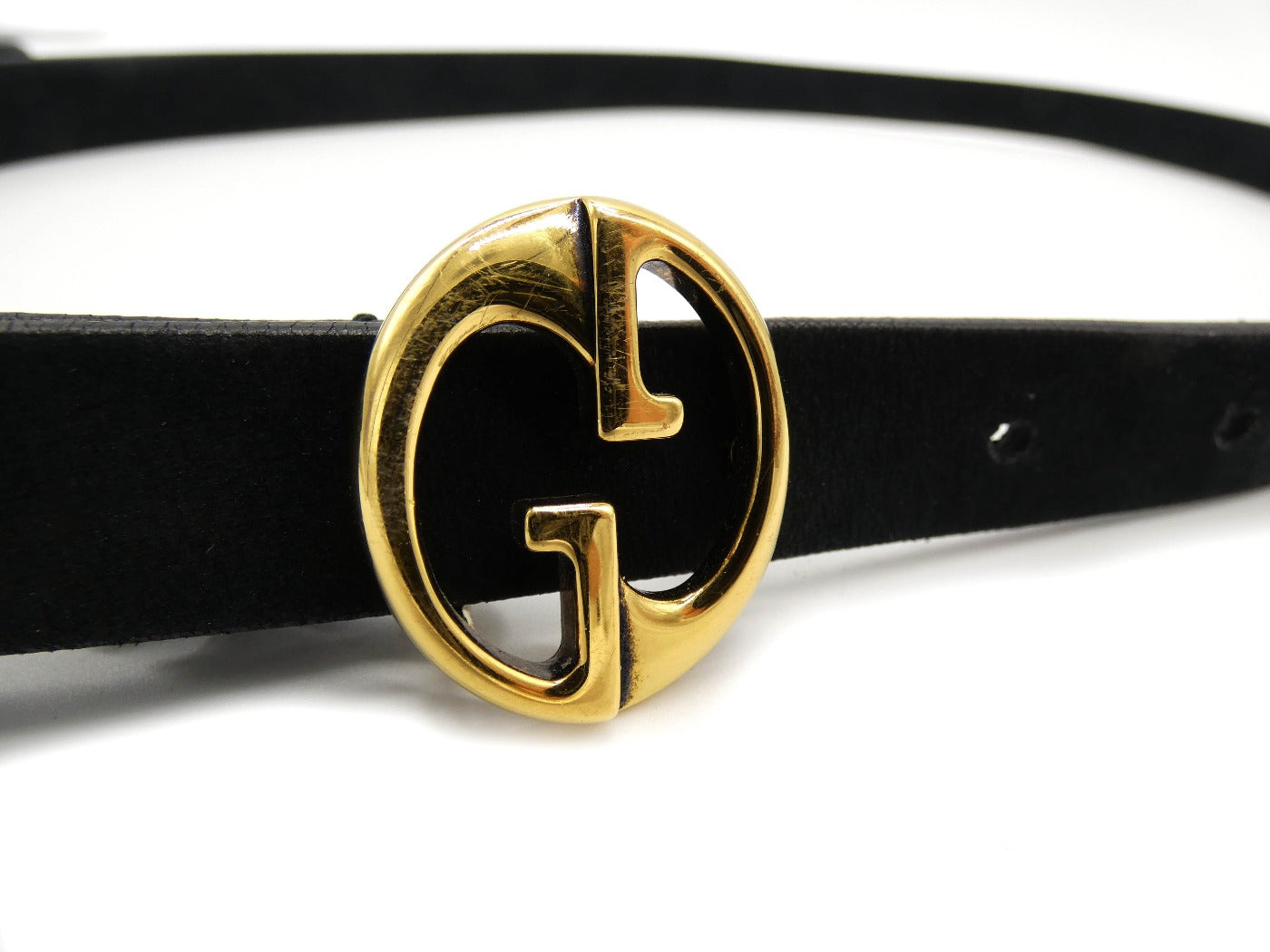 Gucci Vintage Skinny GG Black Suede Belt Belt Gucci