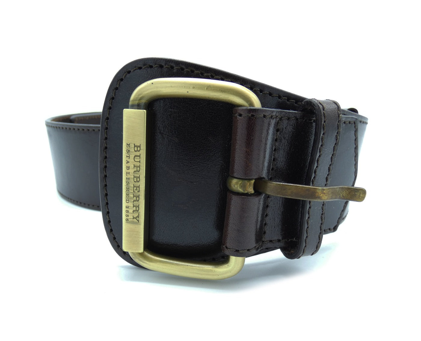 Burberry Dark Brown Wide Leather Belt