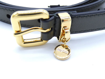 Miu Miu Dark Olive Leather Skinny Belt Belt Miu Miu