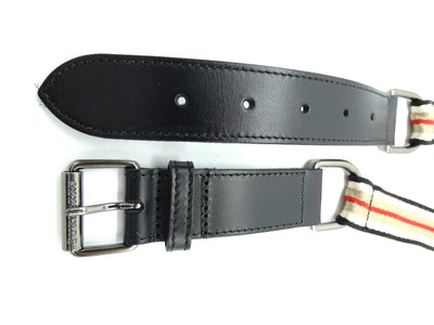 Burberry Black Leather and Striped Canvas Belt Belt Burberry