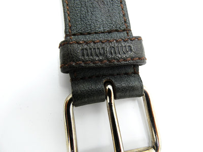 Miu Miu Leather Brown Flower Belt Belt Miu Miu