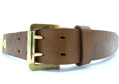 Burberry Brown Leather and Gold Studded Belt Belt Burberry