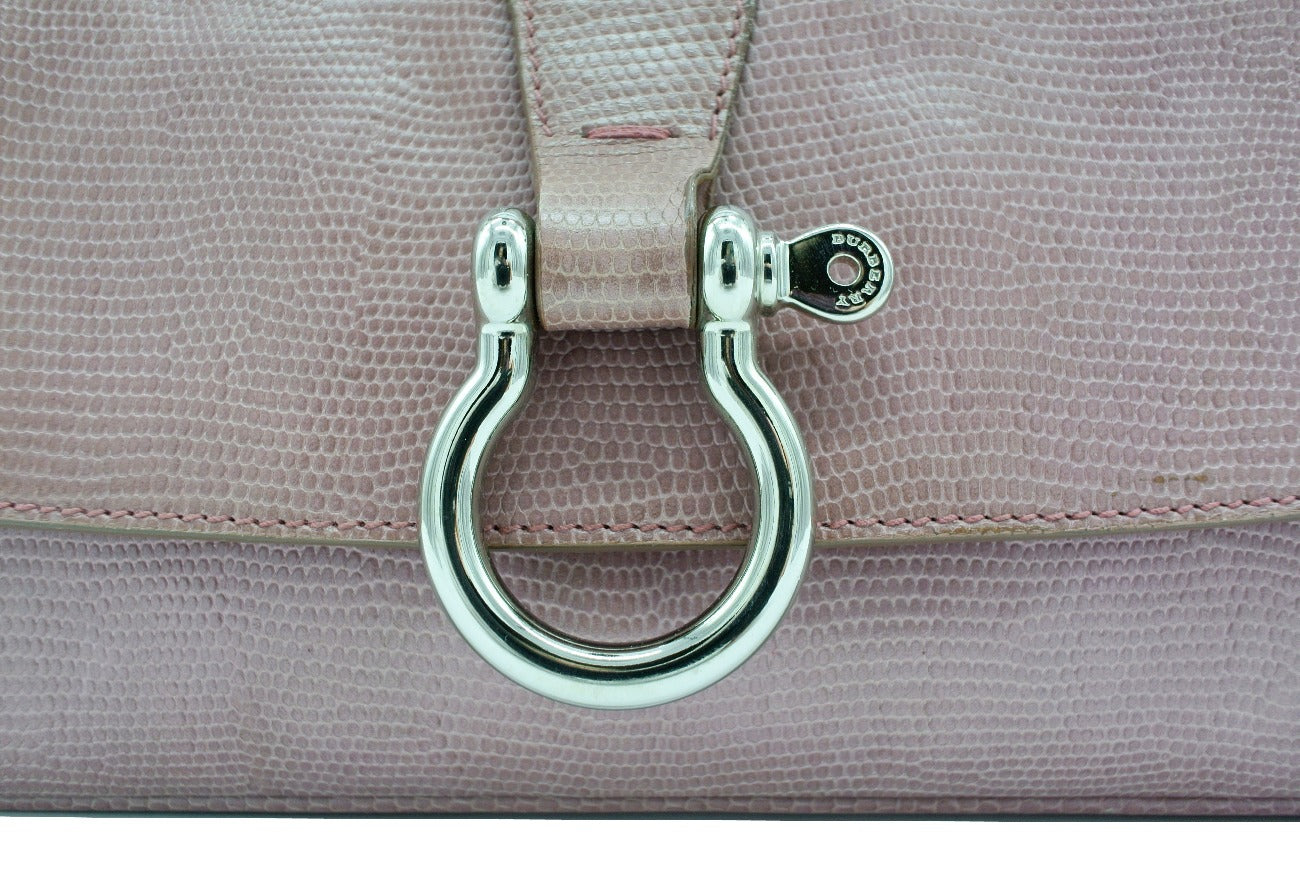 Burberry Vintage Pink Snake Embossed Leather Handbag