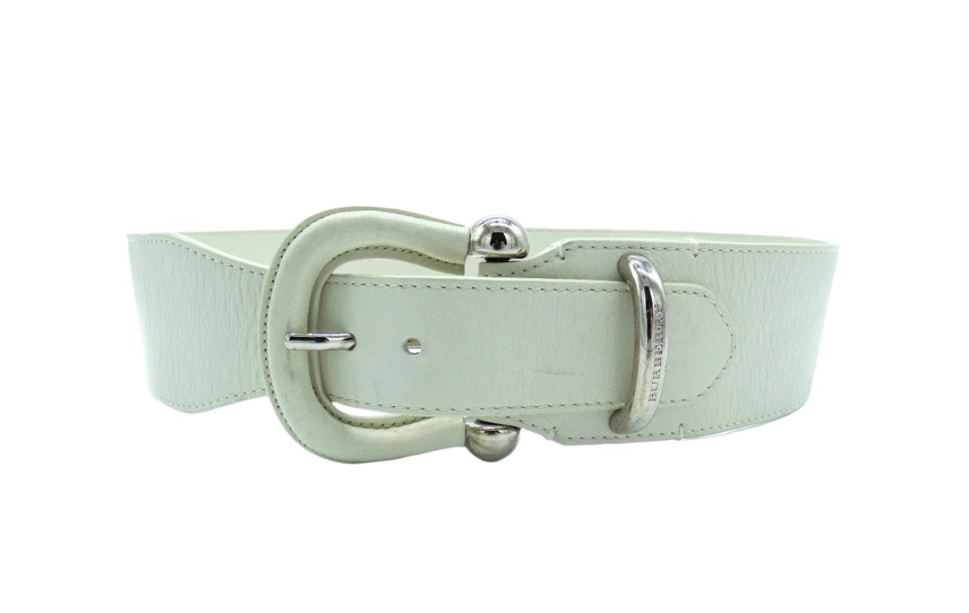 Burberry Cream Manor Leather Belt