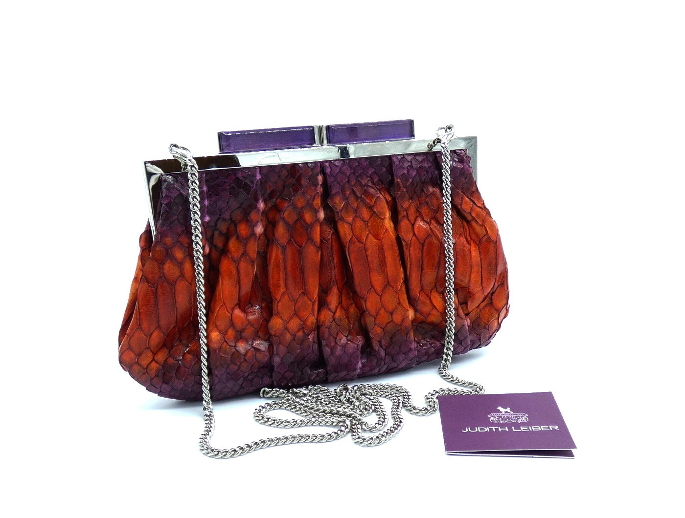 Judith Leiber Python and Amethyst Clutch Bag Judith Leiber