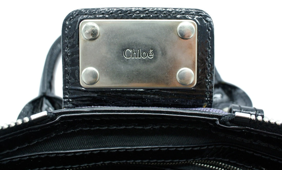 Chloe Lilac and Black Patent Leather Mini Paddington Bag