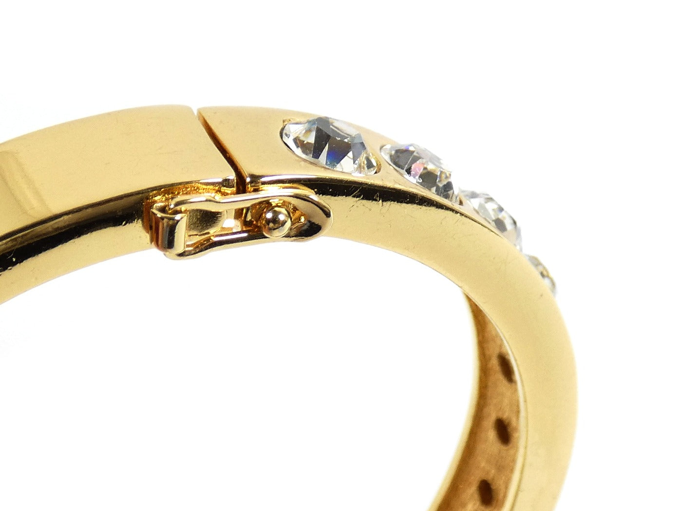 Christian Dior Swarovski Hinged Gold Bangle