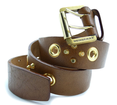 Burberry Brown Leather and Gold Studded Belt Belt Burberry