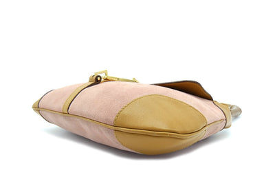 Gucci Pink Suede and Tan Vintage Bamboo Jackie Bag