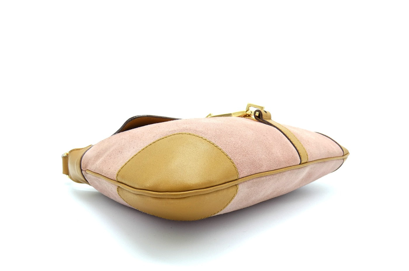 Gucci Pink Suede and Tan Vintage Bamboo Jackie Bag