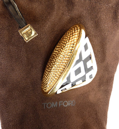 Tom Ford Black and White Enamel Cocktail Ring