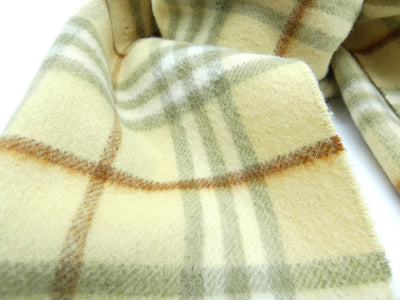 Burberry Cashmere House Check Cream and Olive Scarf Scarf Burberry