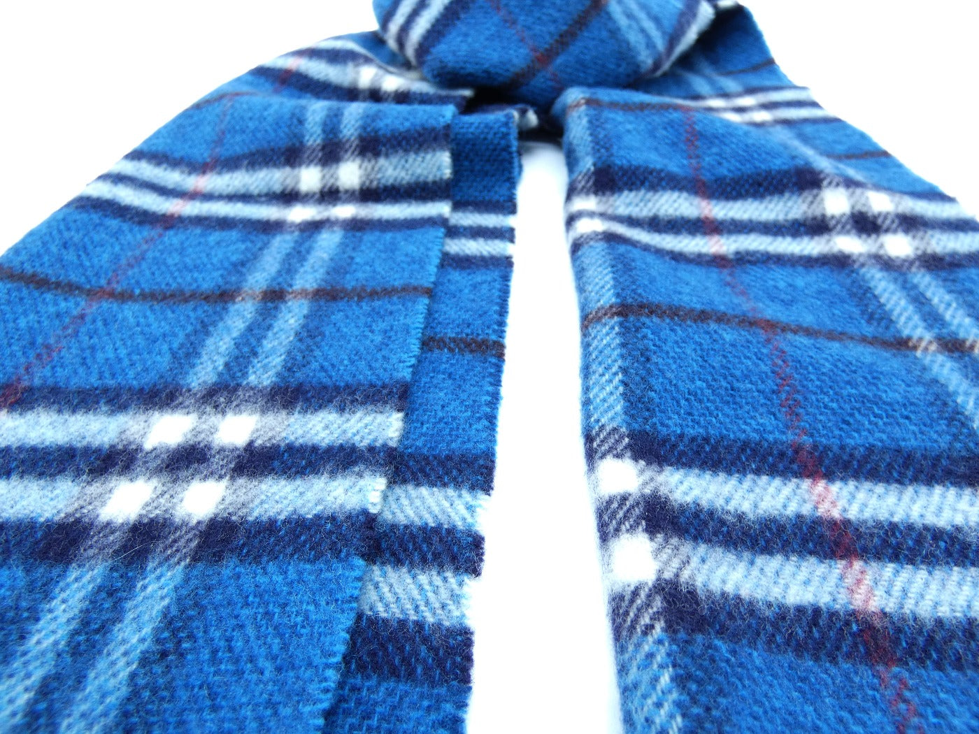 Burberry Wool and Cashmere House Check Blue and White Scarf