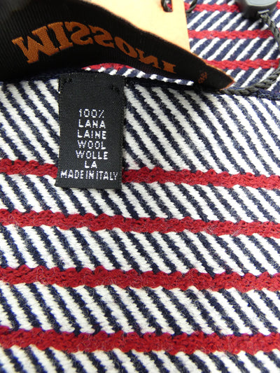 Missoni Red, White and Black Pinstripe Wool Scarf