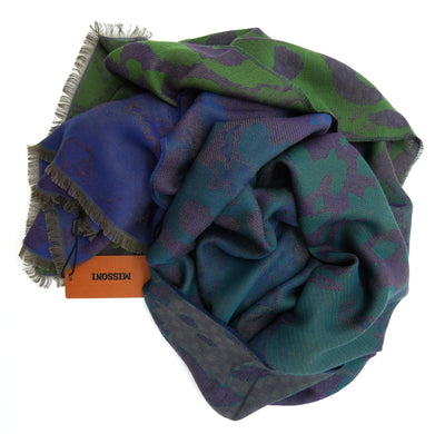 Missoni Deep Purple and Green Hombre Wool Scarf Scarf Missoni