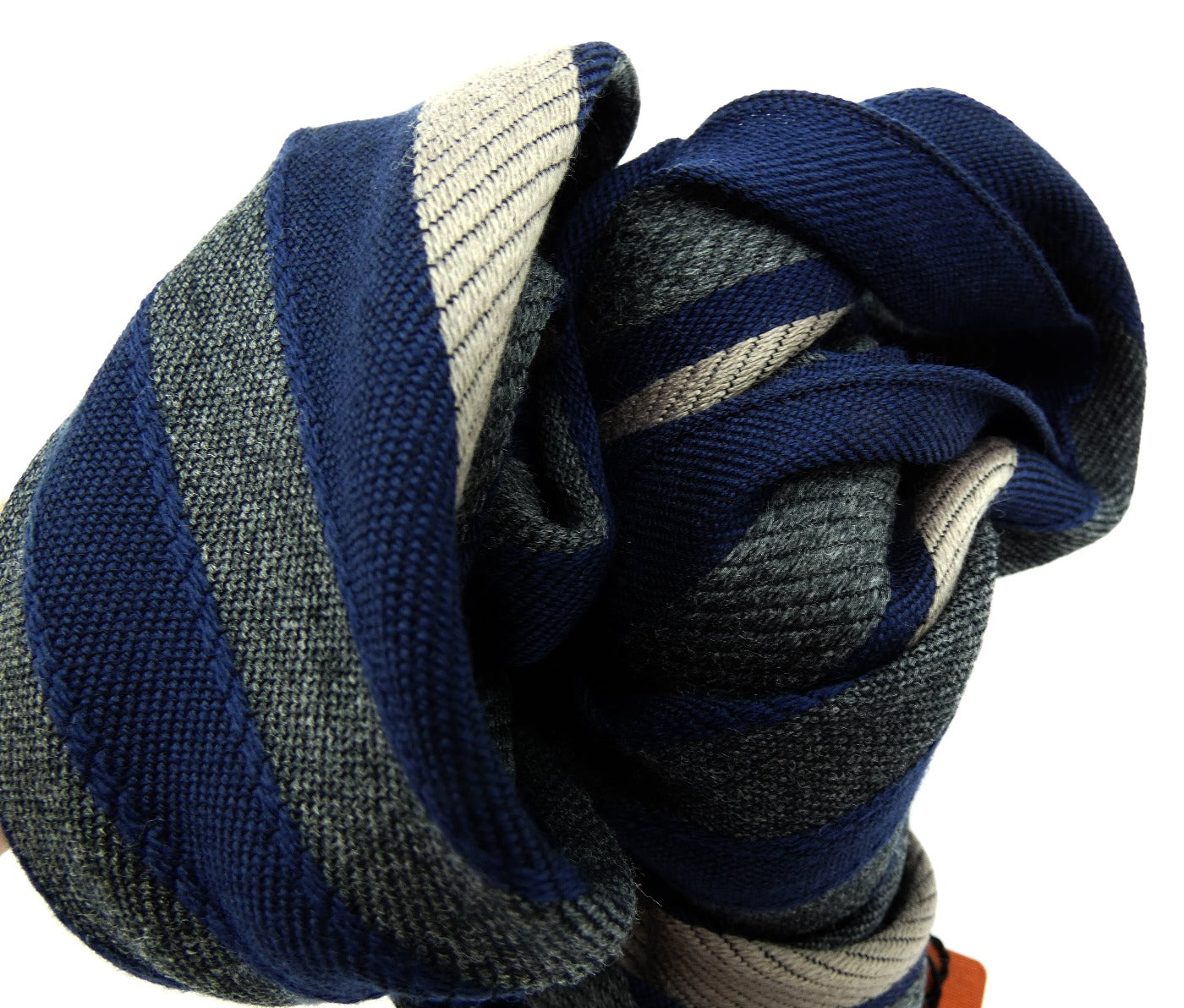 Missoni Navy, Taupe and Grey Stripe Wool Scarf