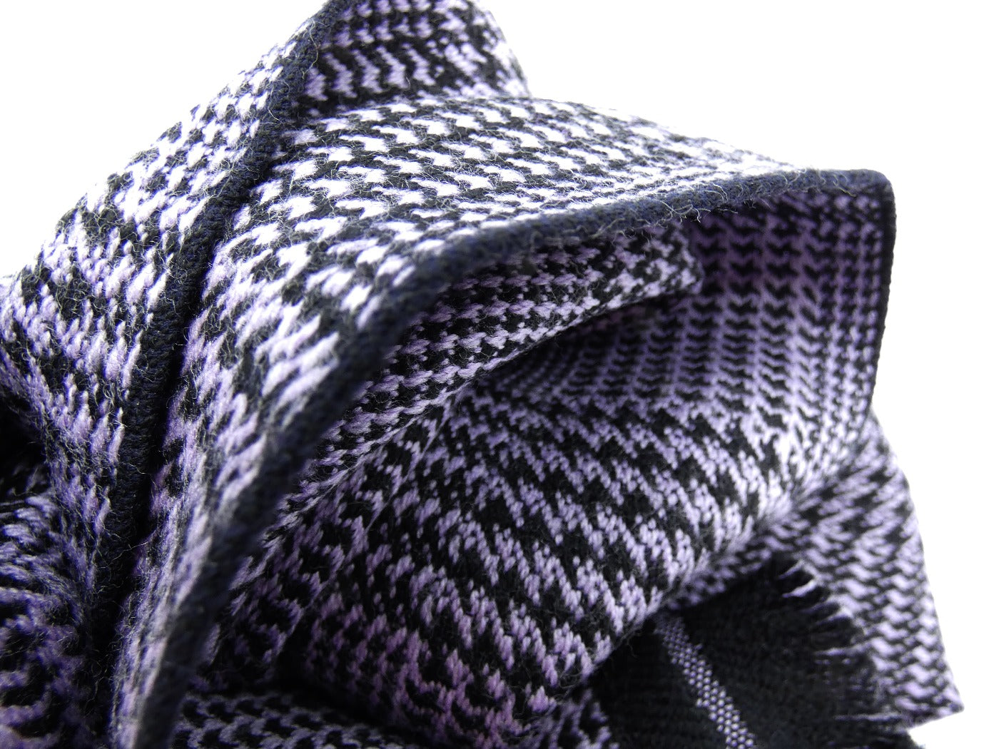 Missoni Lilac and Black Wool Houndstooth Scarf