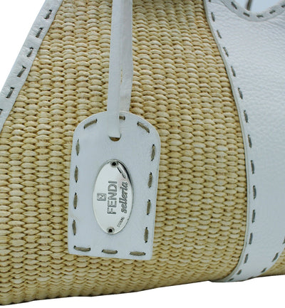 Fendi Raffia and Leather Selleria Handbag Bag Fendi