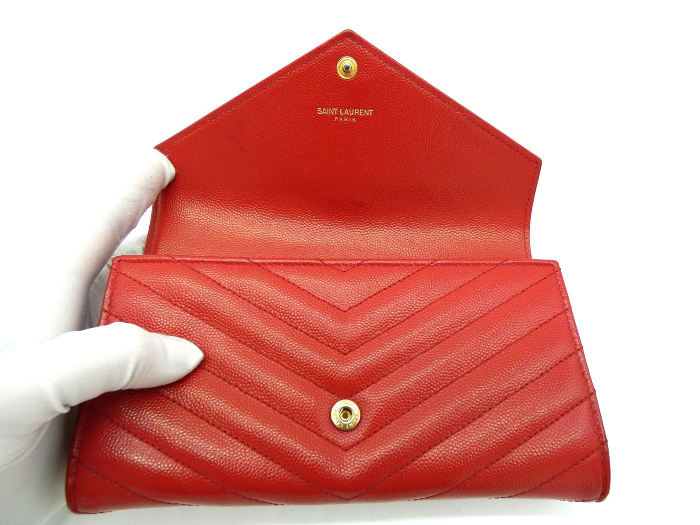 Saint Laurent Rouge Grain De Poudre Large Envelope Wallet