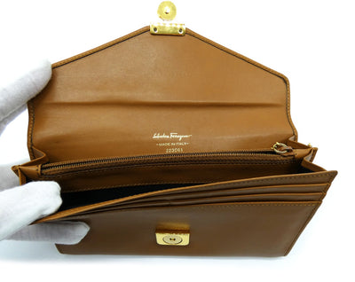 Salvatore Ferragamo Tan Envelope Continental Wallet Wallet Salvatore Ferragamo