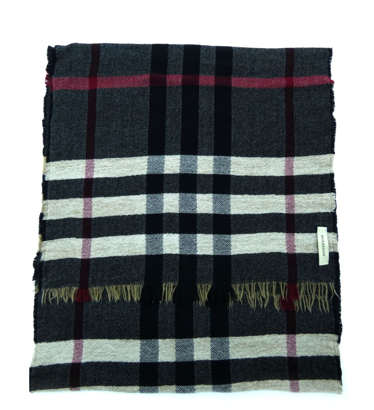 Burberry Lambswool Giant Nova Check Black and Camel Scarf/Shawl Scarf Burberry