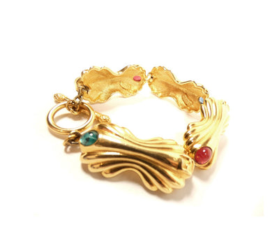 Fendi Vintage Gold Tone Link Bracelet with Coloured Stones Bracelet Fendi