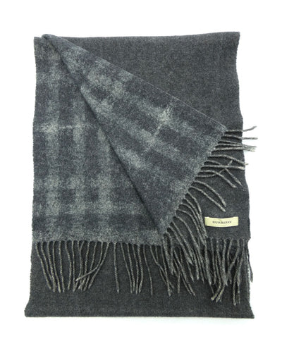 Burberry Cashmere and Wool Giant Nova Check Grey Scarf