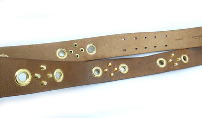 Burberry Brown Leather and Gold Studded Belt Belt Burberry