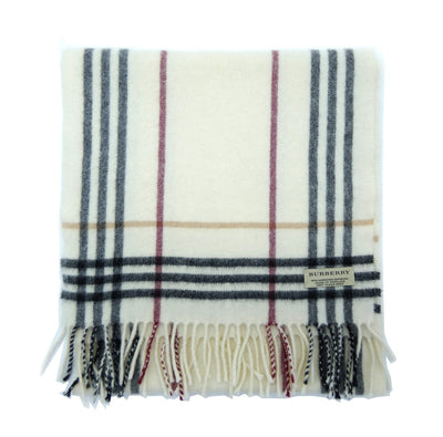 Burberry Cashmere and Wool Icon Stripe Cream and Black Scarf