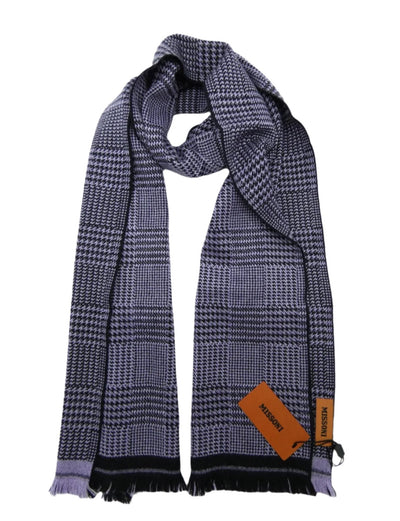 Missoni Lilac and Black Wool Houndstooth Scarf