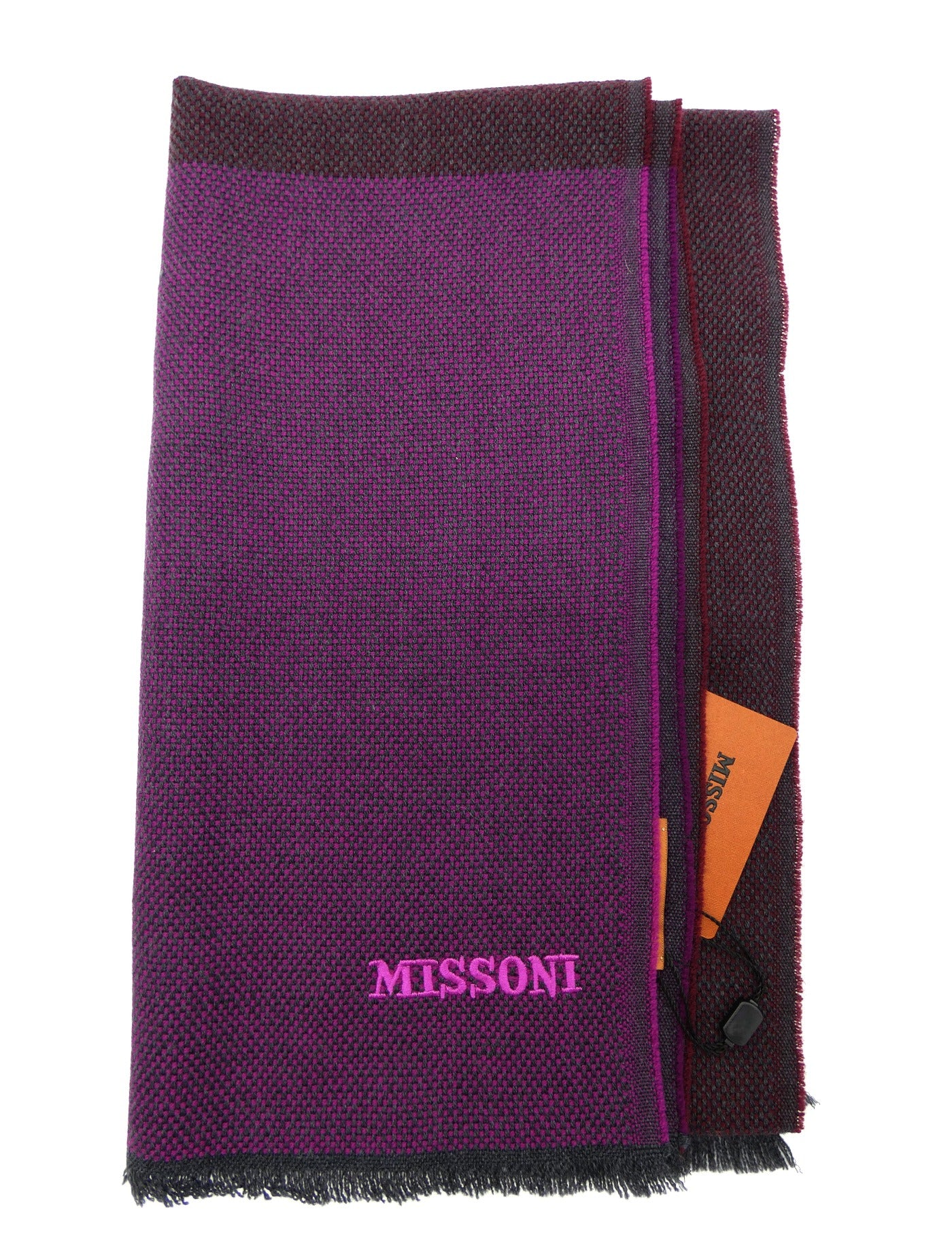 Missoni Deep Purple and Grey Wool Scarf Scarf Missoni