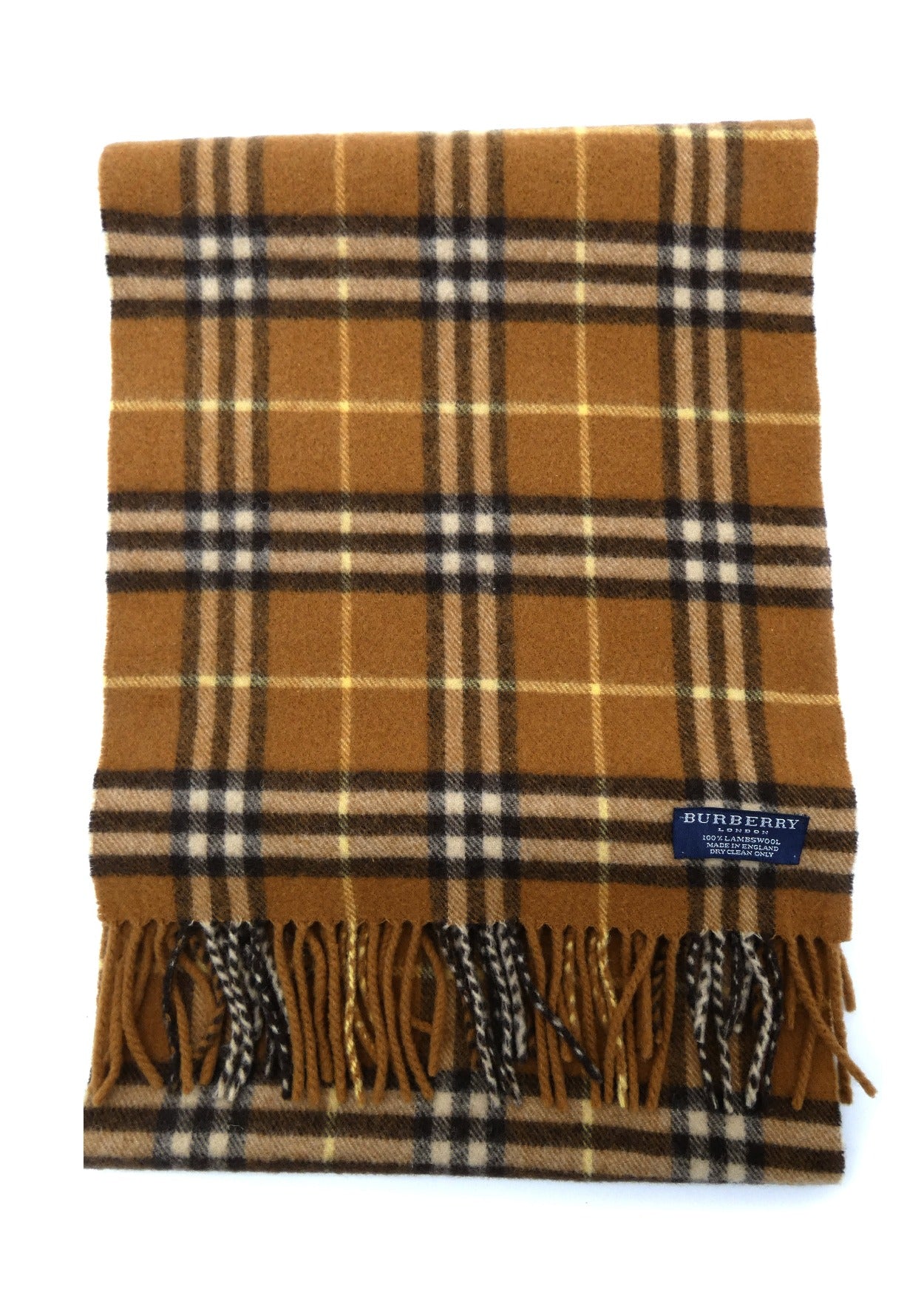 Burberry Lambswool House Check Dark Camel Scarf