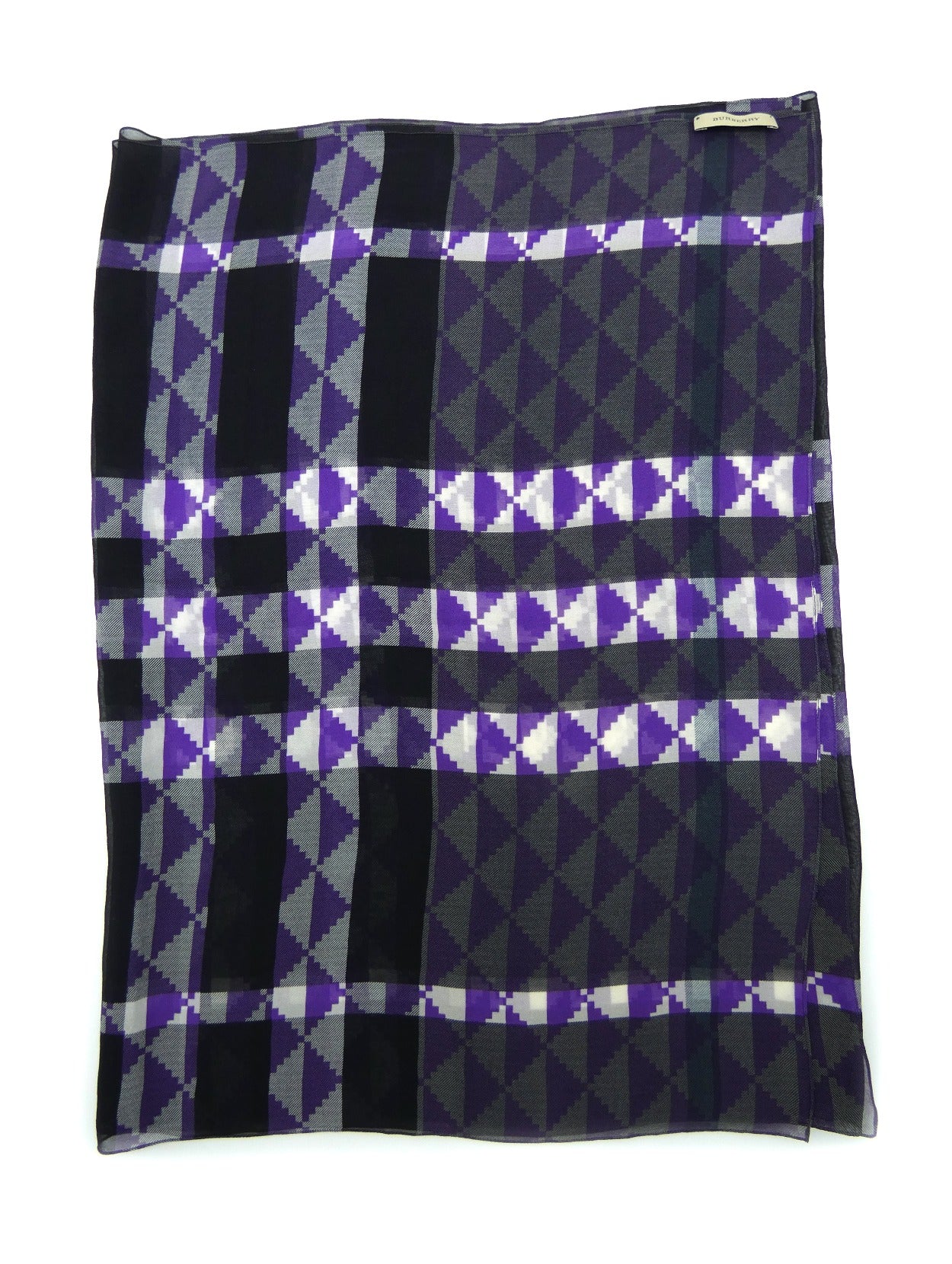 Burberry Silk Herringbone Giant Nova Check Purple Scarf Scarf Burberry