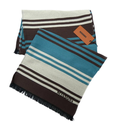 Missoni Turquoise and Brown Striped Scarf