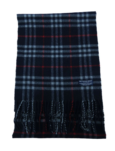 Burberry Merino Wool and Cashmere House Check Navy Scarf