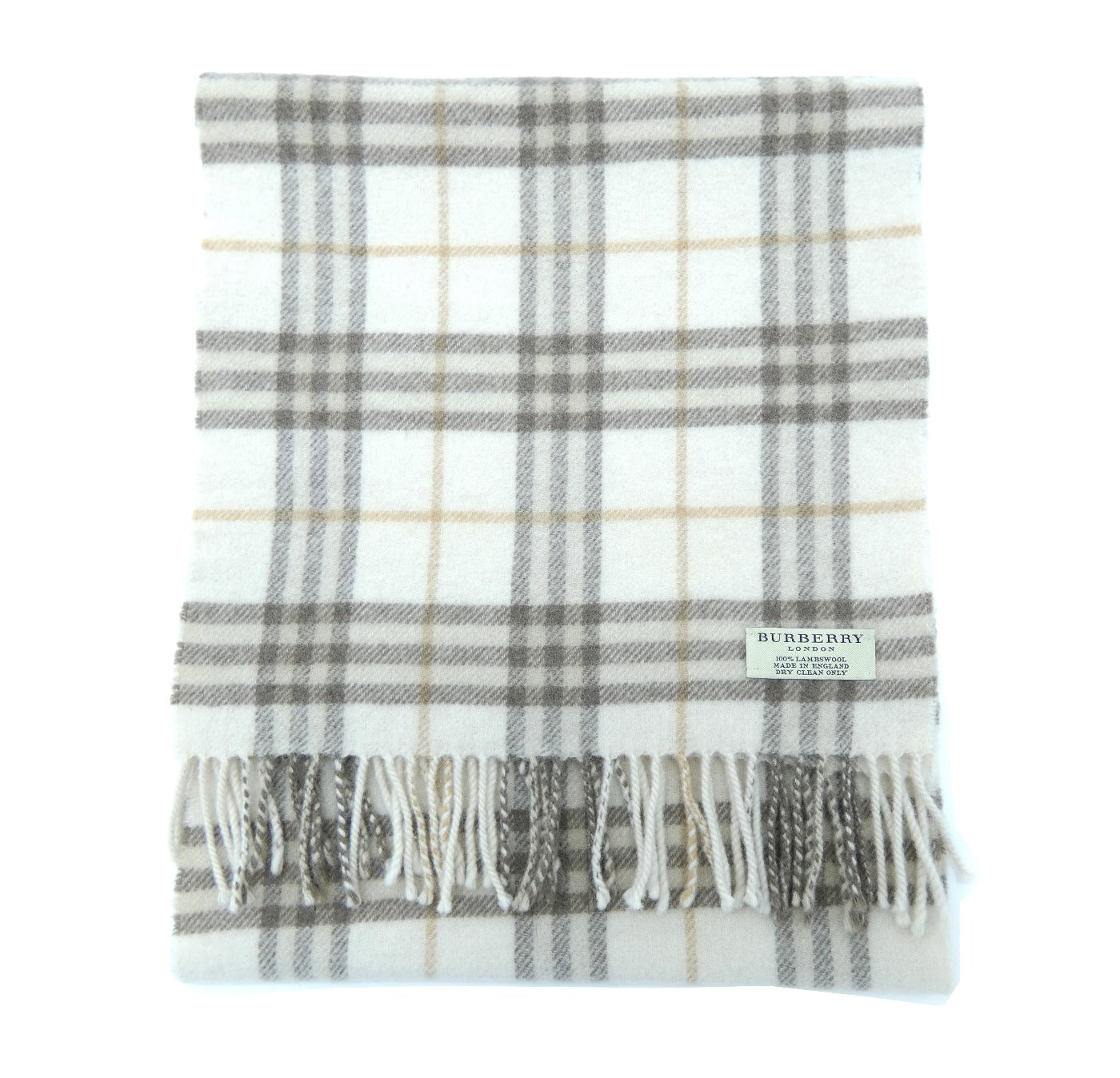 Burberry Lambswool House Check Cream and Brown Scarf